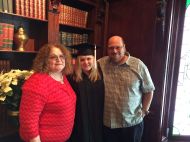 Daughter Veronica with my husband Rick and me at her college graduation